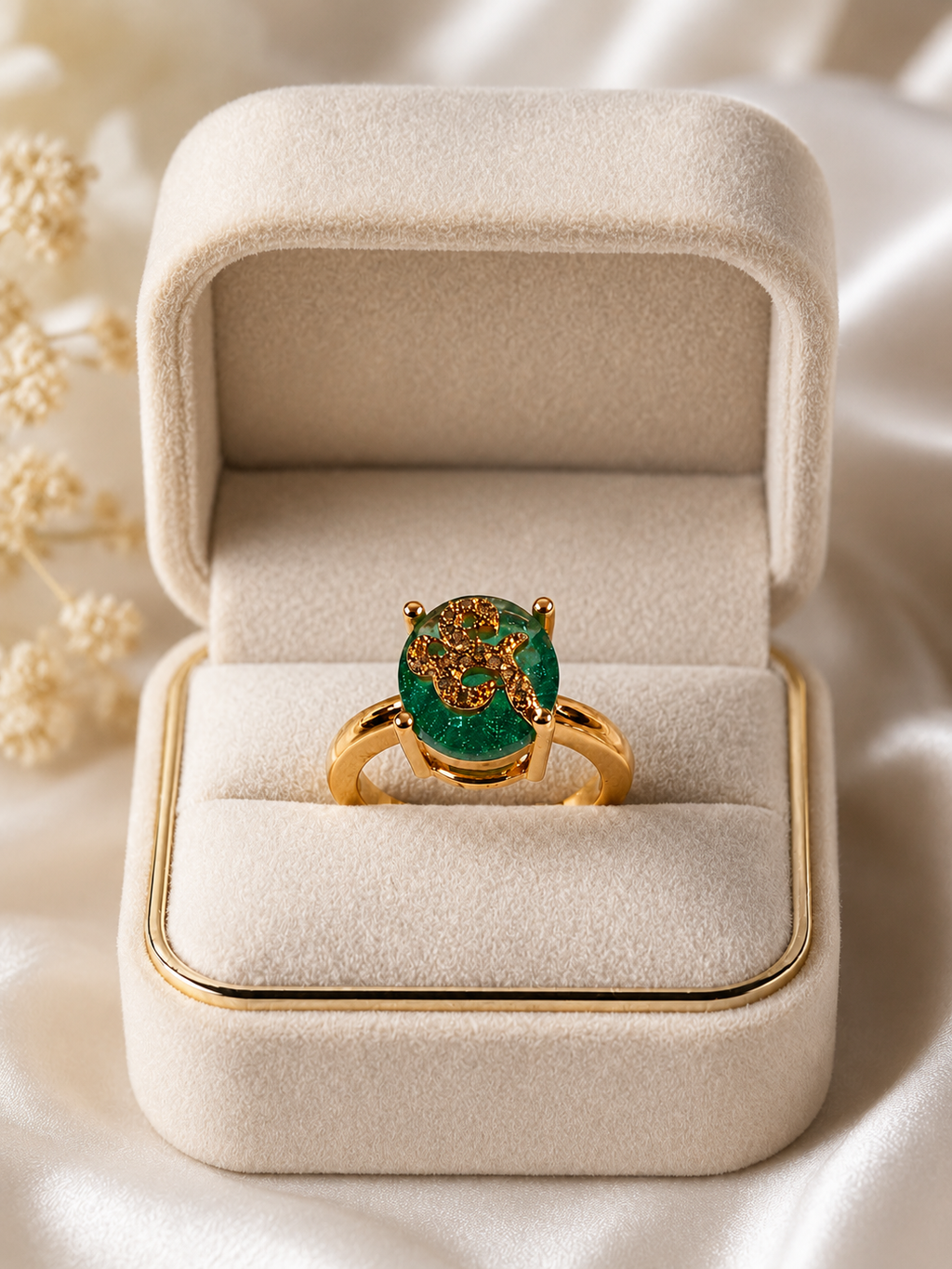 Green Crystal Ring for Women | Adjustable Oval White Stone Ring with Sparkling Zircon Design | Elegant Fashion Finger Ring (Copy)