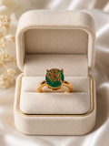 Green Crystal Ring for Women | Adjustable Oval White Stone Ring with Sparkling Zircon Design | Elegant Fashion Finger Ring