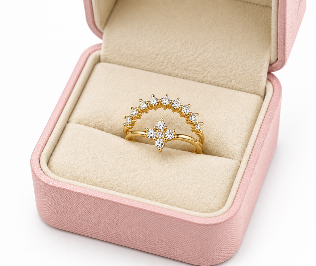 FASSSIONS Gold Plated Adjustable Floral CZ Ring for Women | Crystal Open Finger Ring | Korean Style Fashion Jewelry | Adjustable Size