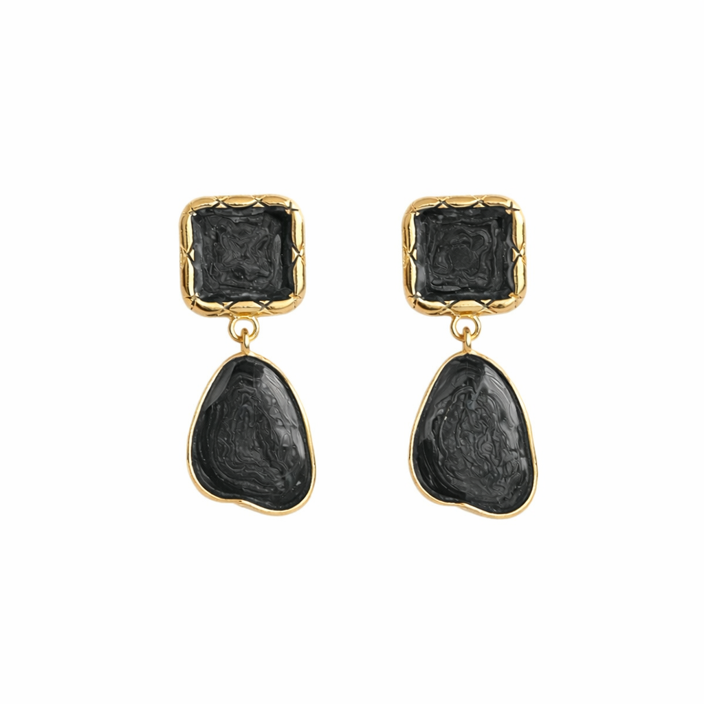 Noir Stone Drop Earrings