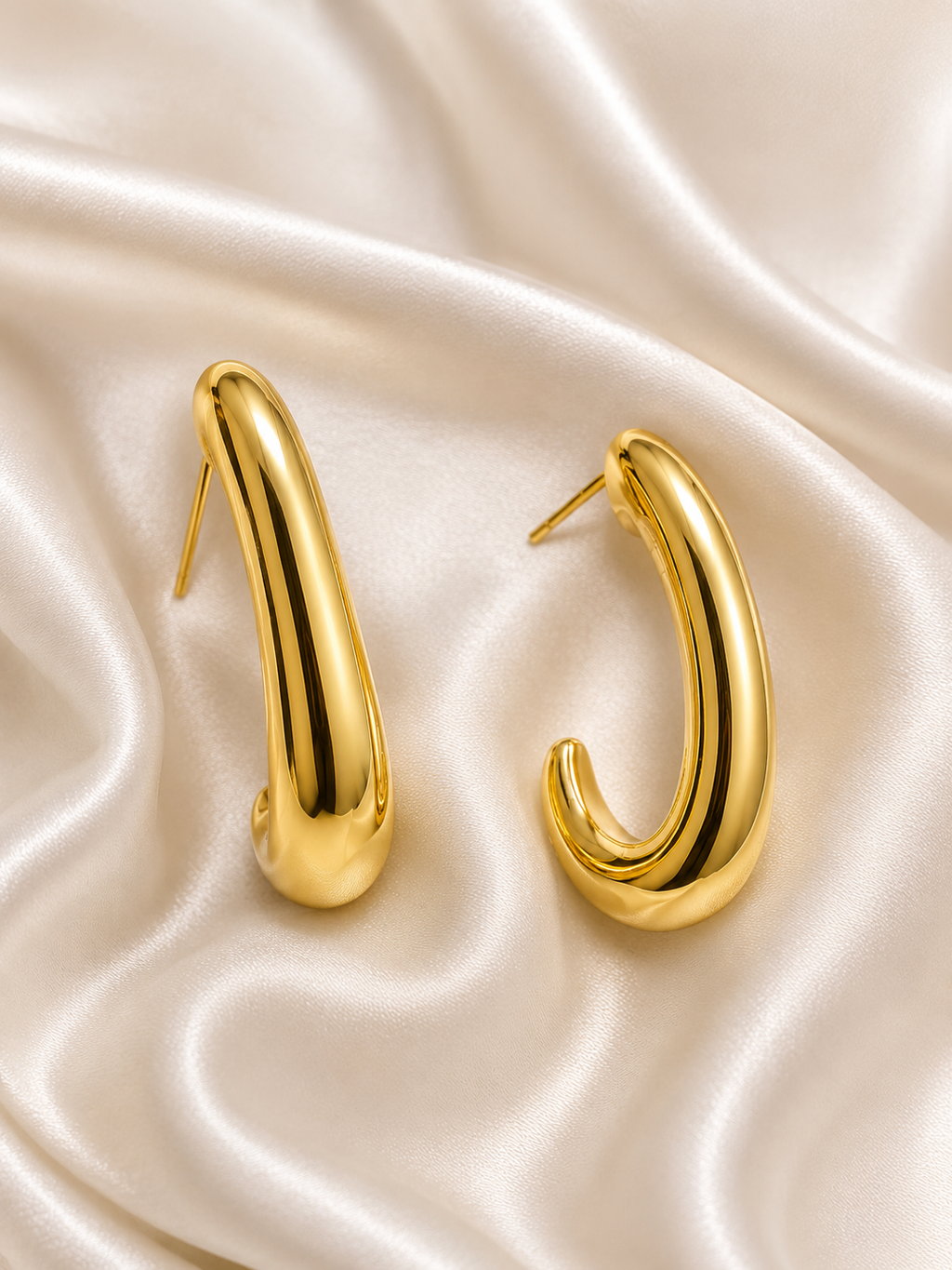 Korean Chunky Gold Hoop Earrings for Women | Korean Style Statement Open Hoops | Lightweight Elegant Jewelry for Girls & Women