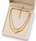 FASSION Gold-Plated Layered Snake Chain Necklace for Women | Crystal Pendant Statement Necklace | Adjustable Multi-Layer Fashion Chain