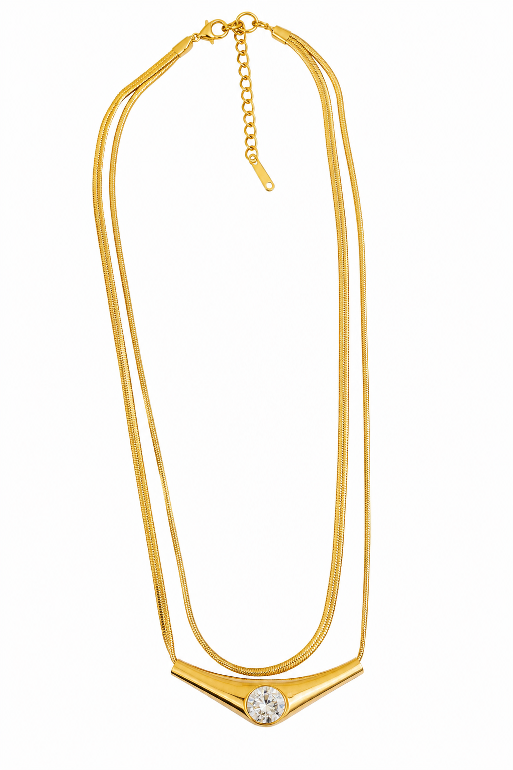 FASSION Gold-Plated Layered Snake Chain Necklace for Women | Crystal Pendant Statement Necklace | Adjustable Multi-Layer Fashion Chain