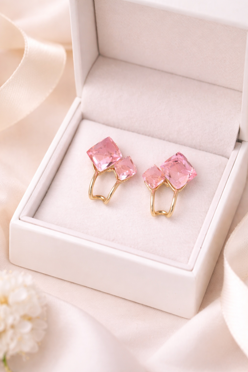 Rose Crystal Charm Earrings