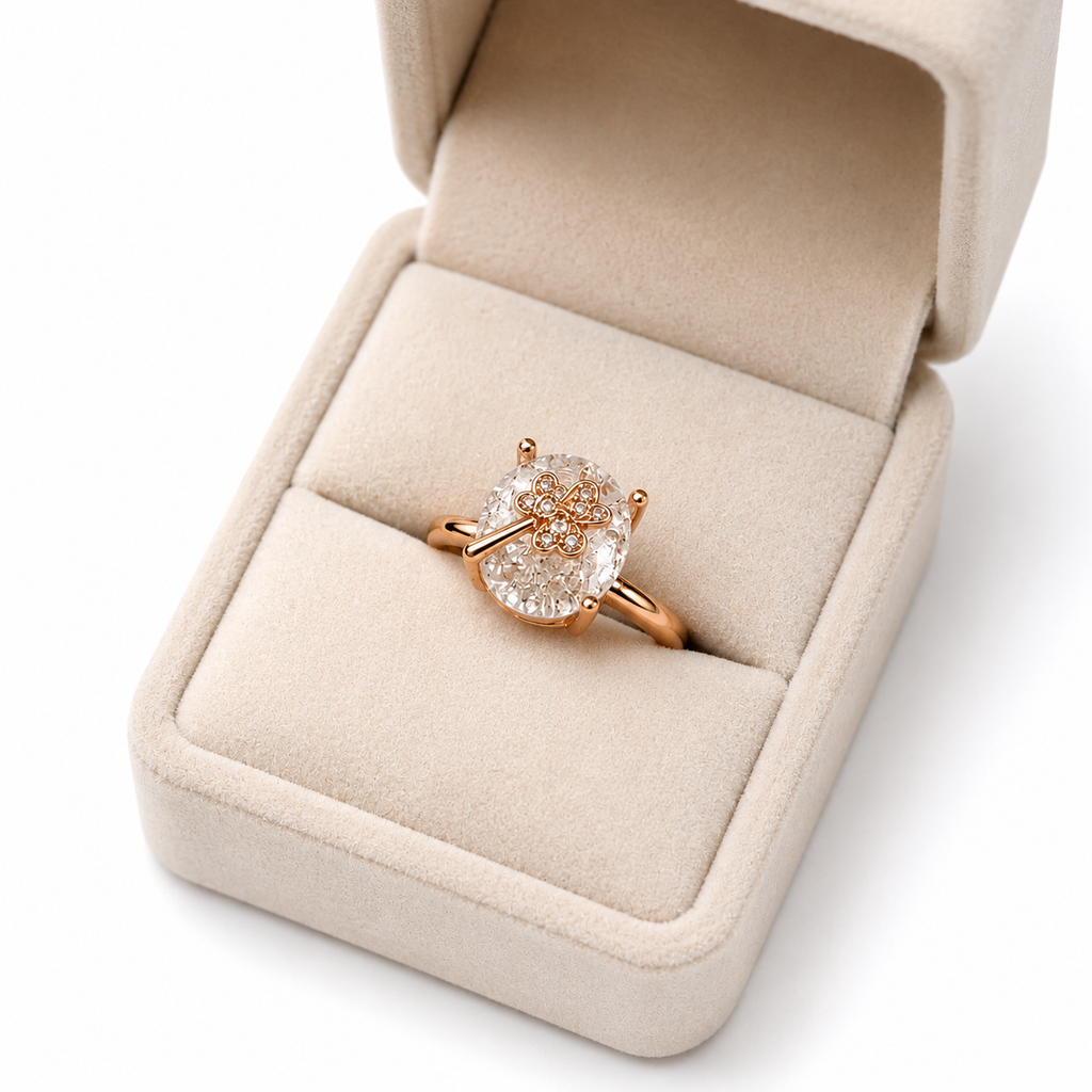 white Crystal Ring for Women | Adjustable Oval White Stone Ring with Sparkling Zircon Design | Elegant Fashion Finger Ring
