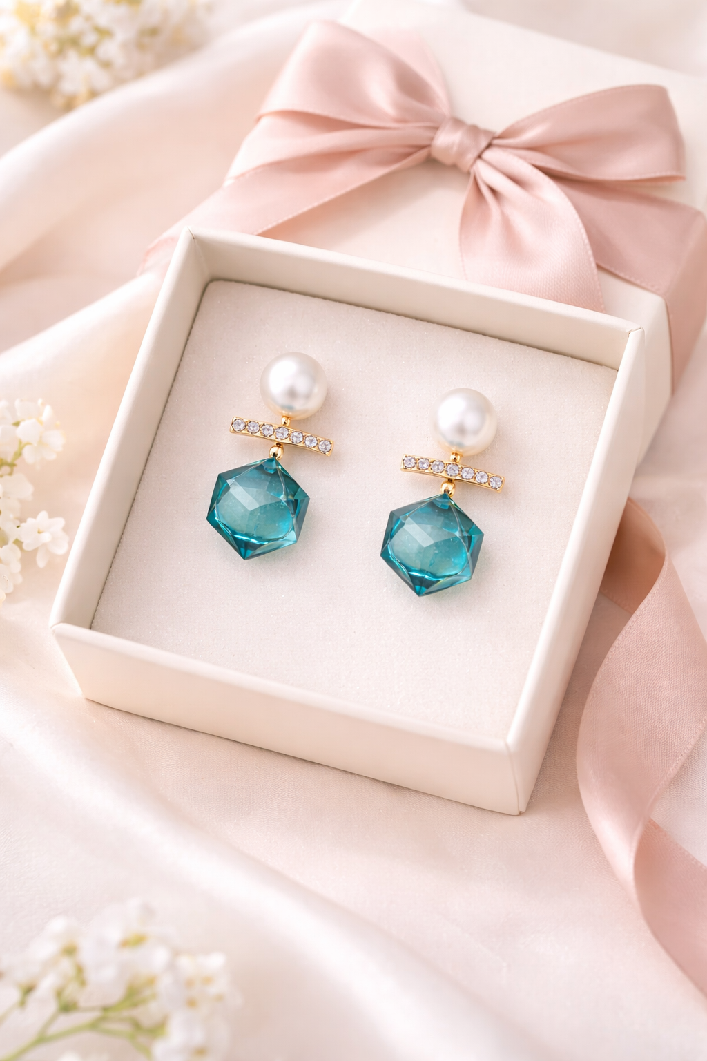 Teal Crystal Elegance Earrings