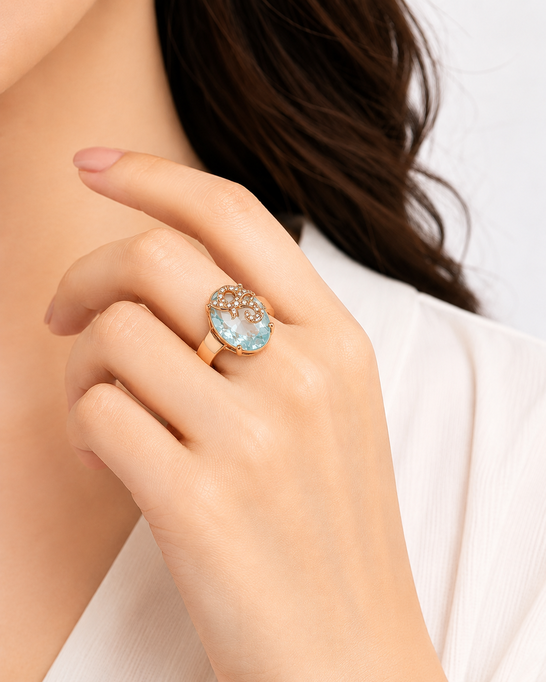 White Crystal Ring for Women | Adjustable Oval White Stone Ring with Sparkling Zircon Design | Elegant Fashion Finger Ring
