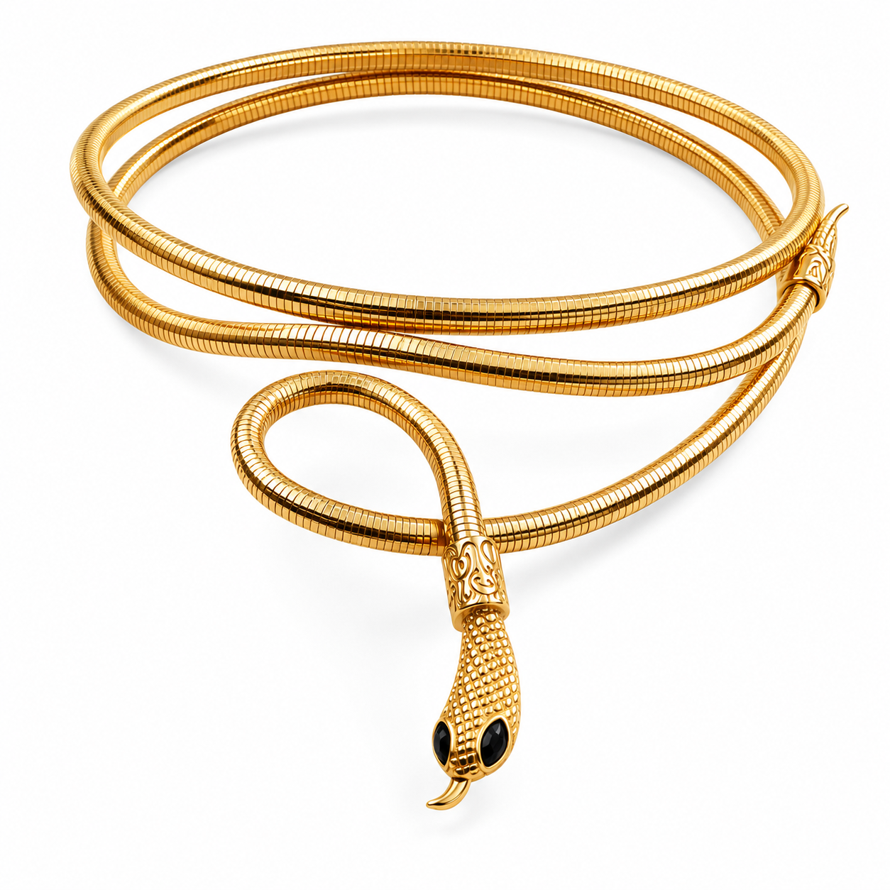 Fasssions 2-in-1 Twistable Golden Snake Choker Necklace & Wrap Bracelet – Adjustable Premium Statement Jewelry