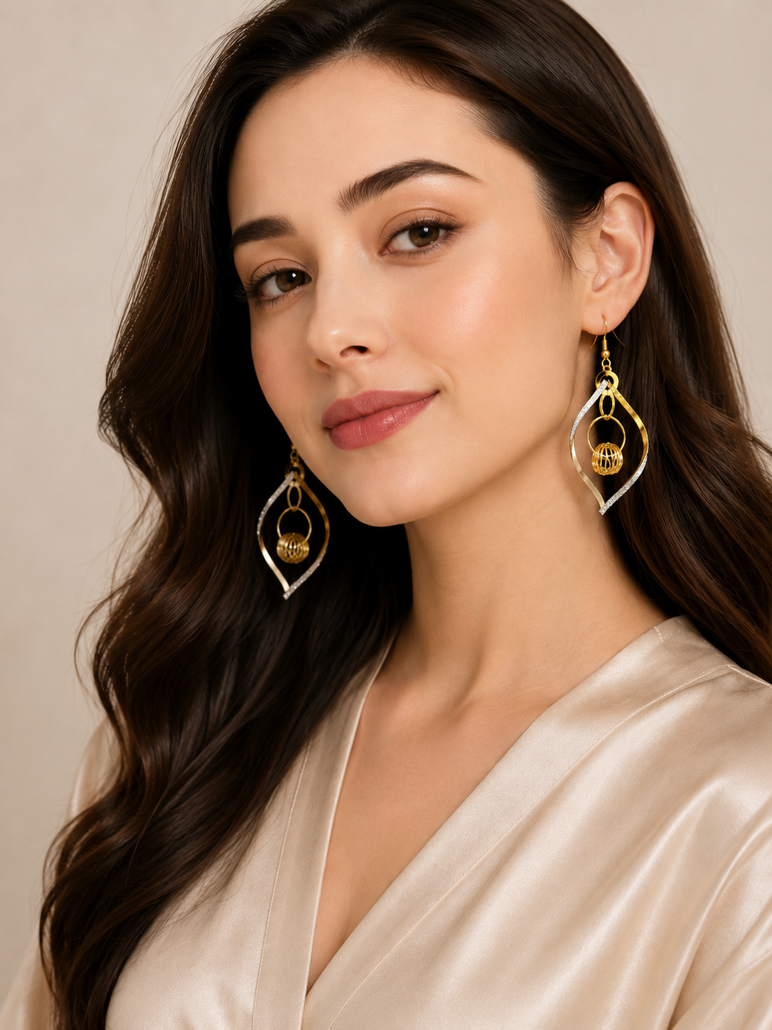FASSION Korean Gold Plated Geometric Dangle Earrings for Women | Crystal Leaf Drop Earrings | Lightweight Designer Hanging Earrings for Girls & Women