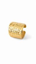 Korean Style Gold Plated Hammered Texture Ring for Women & Girls | Adjustable Statement Finger Ring | Jewelry | Designer Ring