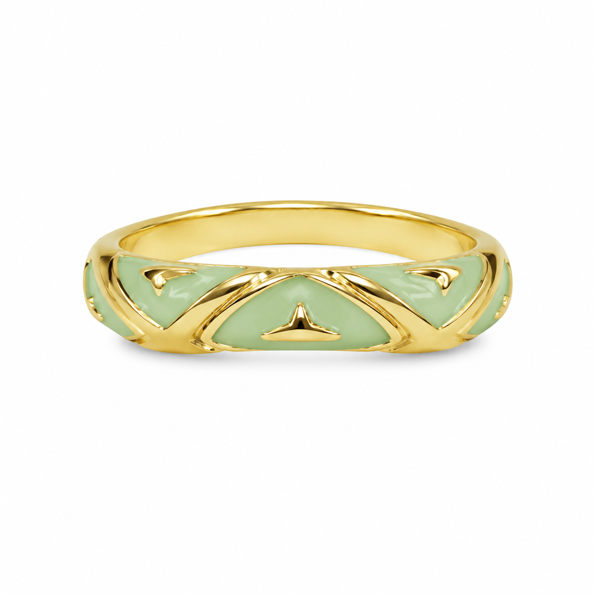 Women's Gold Plated Mint Green Enamel adjustable Ring