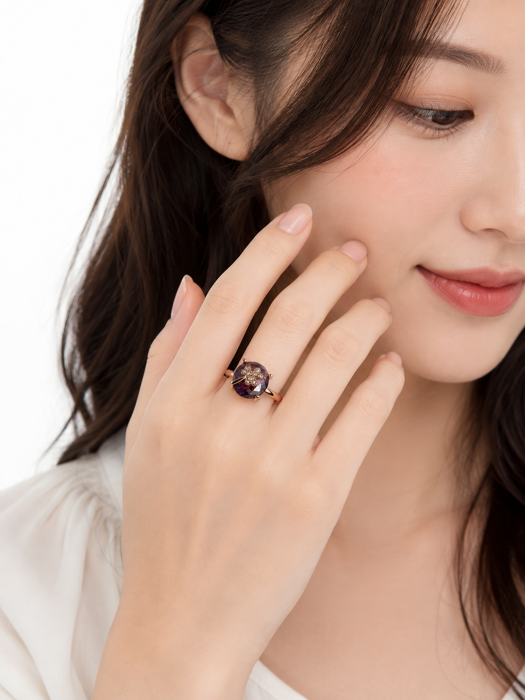 Blue Crystal Ring for Women | Adjustable Oval White Stone Ring with Sparkling Zircon Design | Elegant Fashion Finger Ring