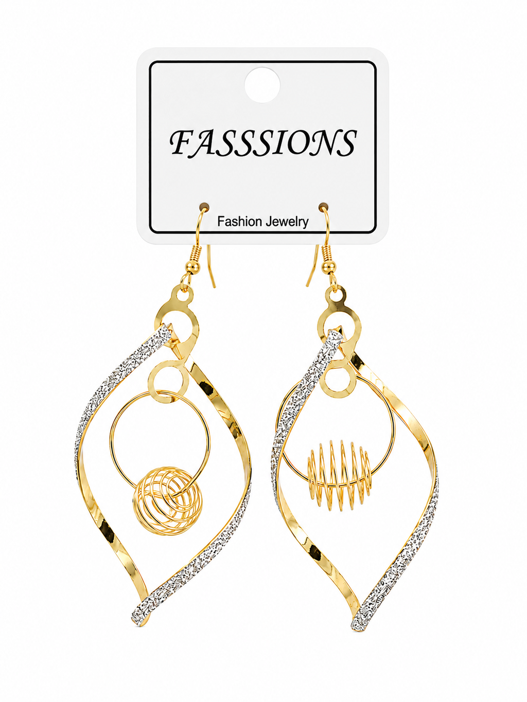 FASSION Korean Gold Plated Geometric Dangle Earrings for Women | Crystal Leaf Drop Earrings | Lightweight Designer Hanging Earrings for Girls & Women