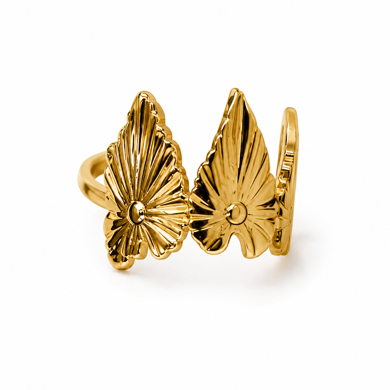 Korean Gold Leaf Adjustable Ring for Women | Elegant Botanical Open Golden  Ring | Minimalist Nature Inspired Fashion Jewelry | Adjustable Finger Ring for Girls & Women