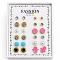 Korean 12 Pairs Earring Combo Set for Women & Girls | Pearl, Crystal, Floral, Star & Geometric Stud Earrings Collection