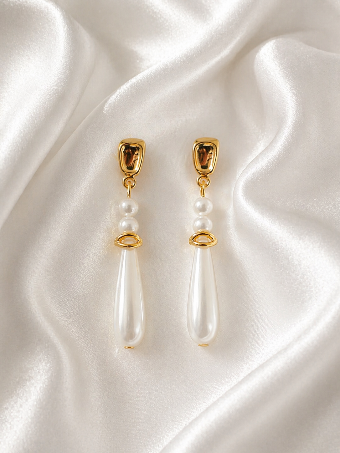 Golden Pearl Cascade Earrings
