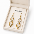 Korean Style Twisted Drop Earrings for Women – Gold Tone Spiral Dangle Earrings with Crystal Accent | Stylish Stud Jewelry for Girls & Women