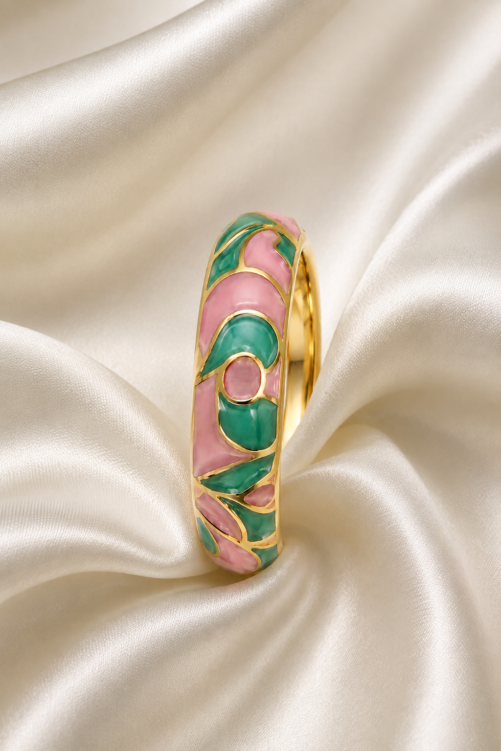 Enamel Ring for Women | Multicolor Green Pink Gold Tone Designer Ring | Stylish Fashion Finger Ring for Women & Girls | Elegant Party Wear Jewellery