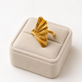 Korean Style Stainless Steel Gold Plated Adjustable Leaf Ring for Women | Trendy Statement Finger Ring | Anti Tarnish Fashion Jewelry