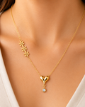 FASSSIONS Women’s Gold Tone Heart Pendant Necklace | Floral Charm Delicate Chain with Crystal Drop | Elegant Fashion Jewelry for Women & Girls