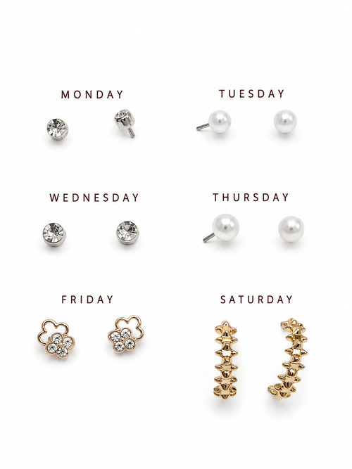 Earring Combo Set for Women & Girls | Crystal Studs, Pearl Earrings, Floral Crystal Studs & Gold Huggie Hoop Earring