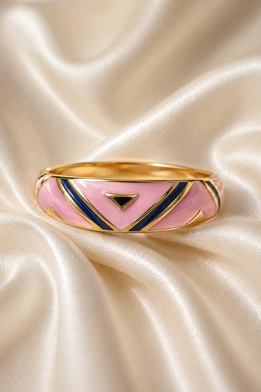 Enamel Ring for Women | Multicolor Green Pink Gold Tone Designer Ring | Stylish Fashion Finger Ring for Women & Girls | Elegant Party Wear Jewellery