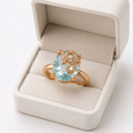 BLUE Crystal Adjustable Ring for Women