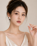 Geometric Tri-Color Crystal Stud Earrings for Women | Korean Style Square & Iridescent Stone Earrings | Elegant Gold-Tone Fashion Jewelry