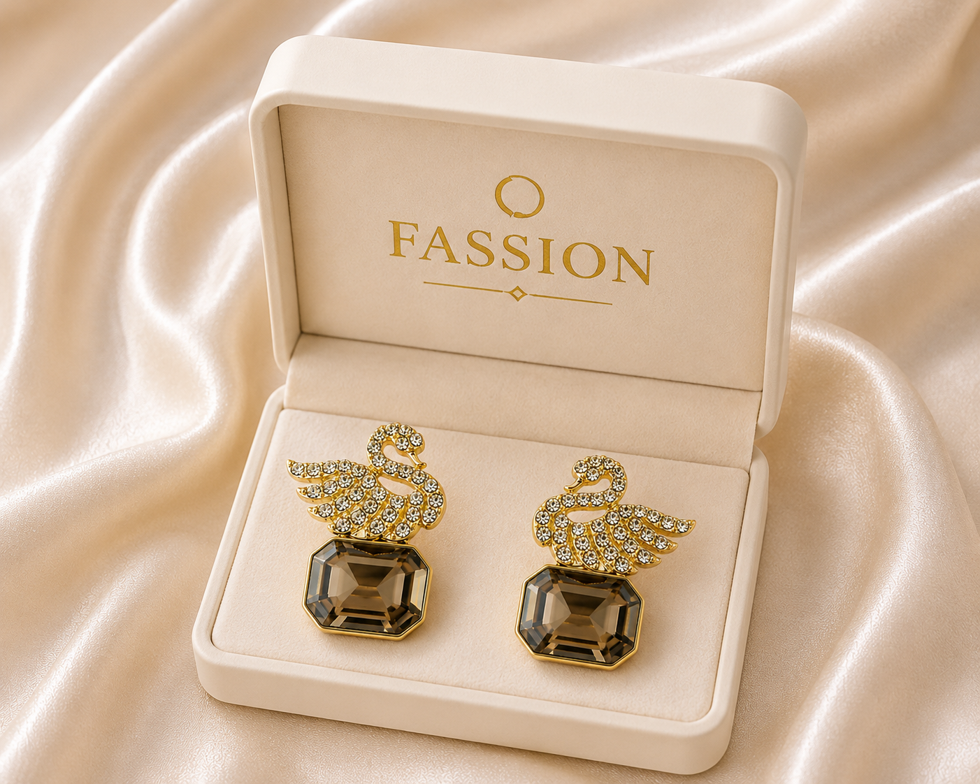 Korean Elegant Swan Crystal Stud Earrings for Women | Gold-Plated Rhinestone Bird Design Earrings |Beautiful Gemstone Fashion Jewelry for Girls & Women