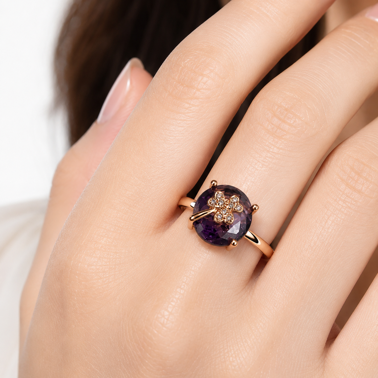 Blue Crystal Ring for Women | Adjustable Oval White Stone Ring with Sparkling Zircon Design | Elegant Fashion Finger Ring