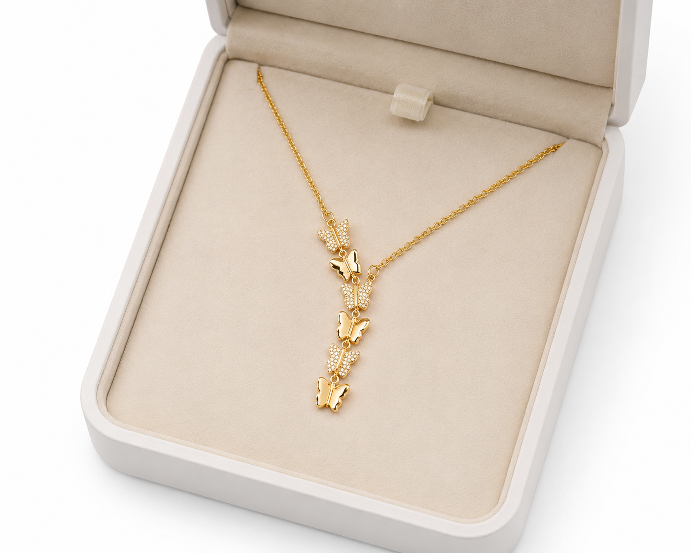 SERENAIRE Butterfly Pendant Necklace for Women | Gold-Plated Multi Butterfly Charm Necklace | Elegant Crystal Butterfly Pendant Chain | Fashion Jewelry for Girls & Women