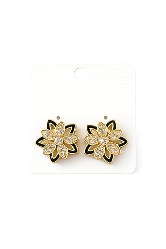 Korean Style Flower Stud Earrings for Women | Gold Plated Crystal Floral Earrings | Elegant Flower design Fashion Jewellery