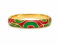 Green Enamel Ring for Women | Gold Tone Floral Flower Design Finger Ring | Pink Floral Designer Ring for Women & Girls | Traditional Ethnic Fashion Jewellery