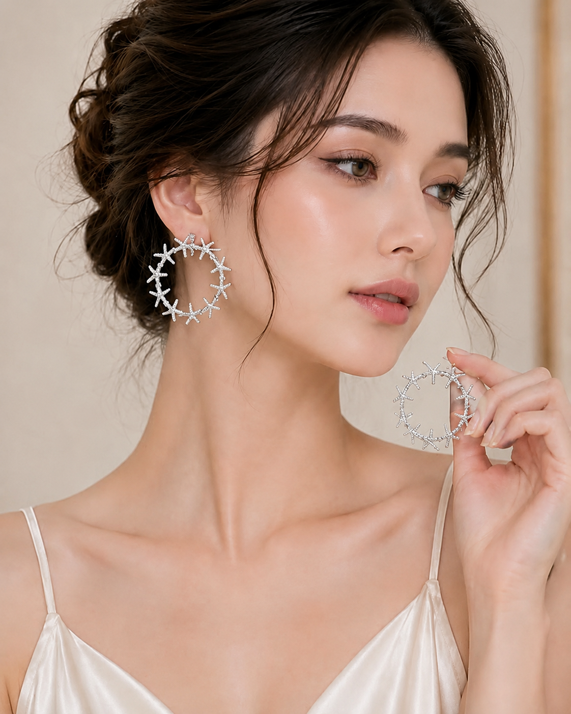 Korean Starfish Hoop Earrings for Women | Silver-Plated Ocean-Inspired Statement Hoop Earrings | Beach Style Fashion Jewelry | Trendy Korean Earrings