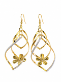 Korean Gold-Plated Geometric Floral Dangle Earrings for Women | Elegant Drop Earrings | Lightweight Fashion Jewellery