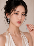 Korean Triple Star Drop Earrings for Women | Silver colored-Plated Star Dangle Earrings | Trendy Korean Fashion Statement Earrings Fashion Jewelry for Girls & Women