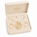 FASSSIONS Gold-Plated Geometric Necklace & Hoop Earrings Set for Women | Minimalist Circular Pendant Choker Set | Contemporary Statement Jewelry Set