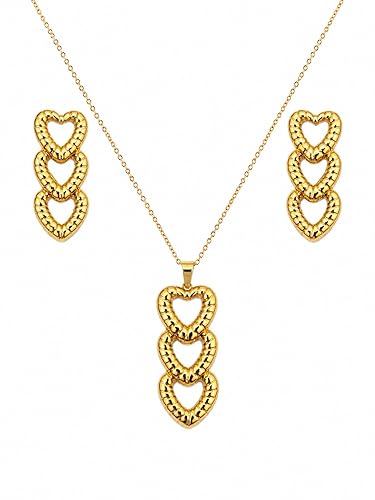 Heart Pendant Necklace Set for Women with Matching Earrings | Stainless Steel Chain Jewelry Set | chain Jewelry for Girls & Women