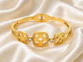 Gold Plated Floral Kada Bracelet for Women with Crystal Stone | Elegant Designer Wrist Bangle for Girls