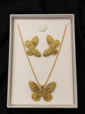Butterfly Pendant Necklace with Matching Earrings for Women & Girls | Gold Plated Butterfly Jewelry Set