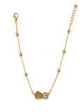 Gold Plated Rose Flower Anklet for Women | Crystal Charm Adjustable Ankle Bracelet | Elegant Beaded Anklet for Girls & Women