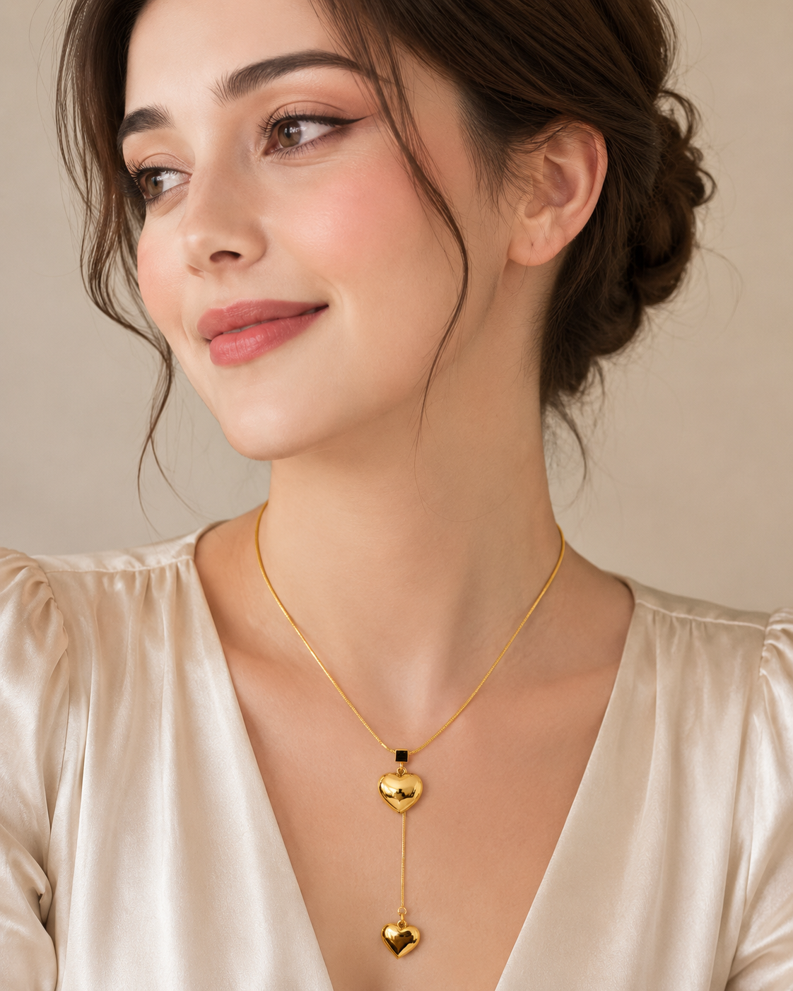 The Liquid Gold Dual Heart Lariat