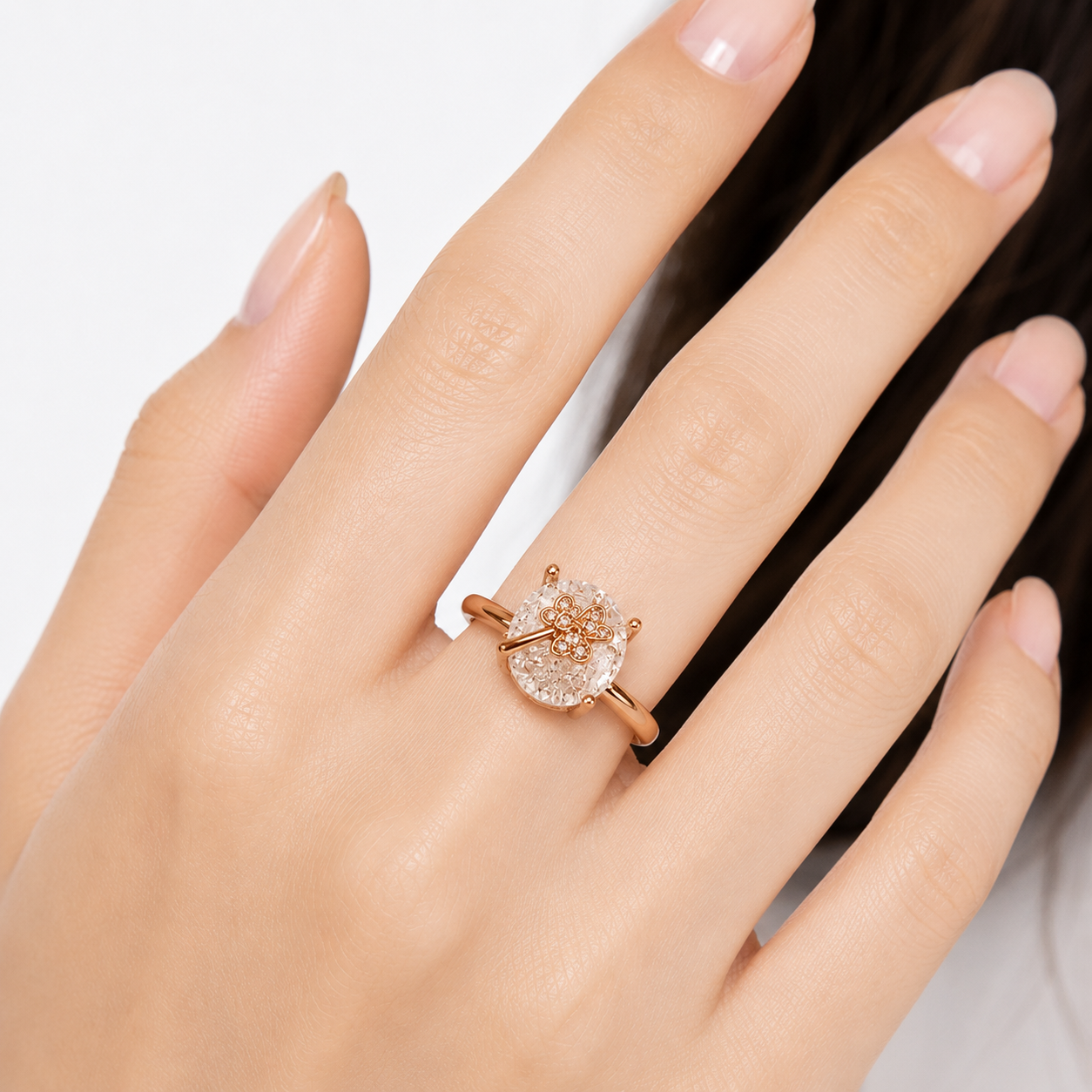 white Crystal Ring for Women | Adjustable Oval White Stone Ring with Sparkling Zircon Design | Elegant Fashion Finger Ring