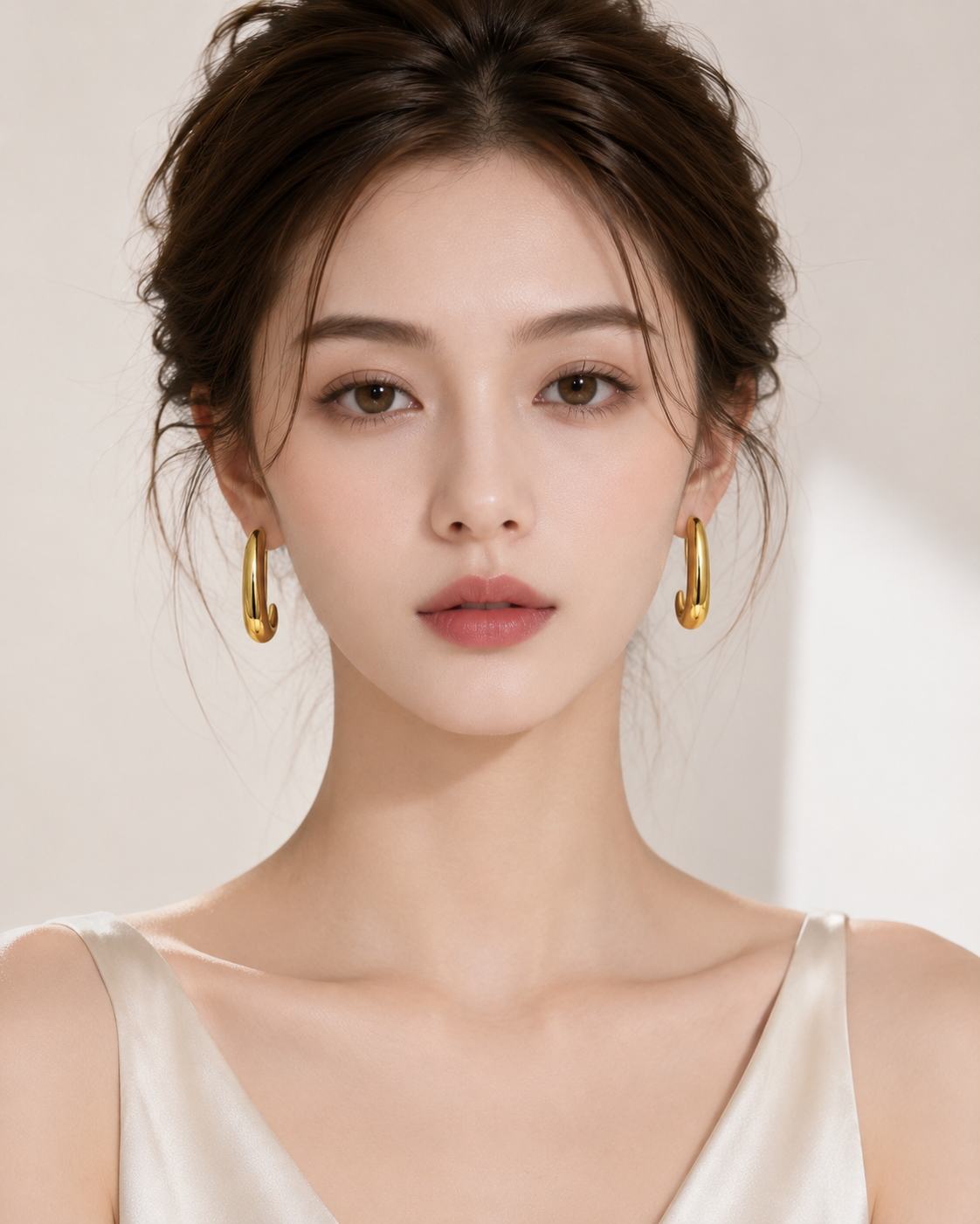 Korean Chunky Gold Hoop Earrings for Women | Korean Style Statement Open Hoops | Lightweight Elegant Jewelry for Girls & Women