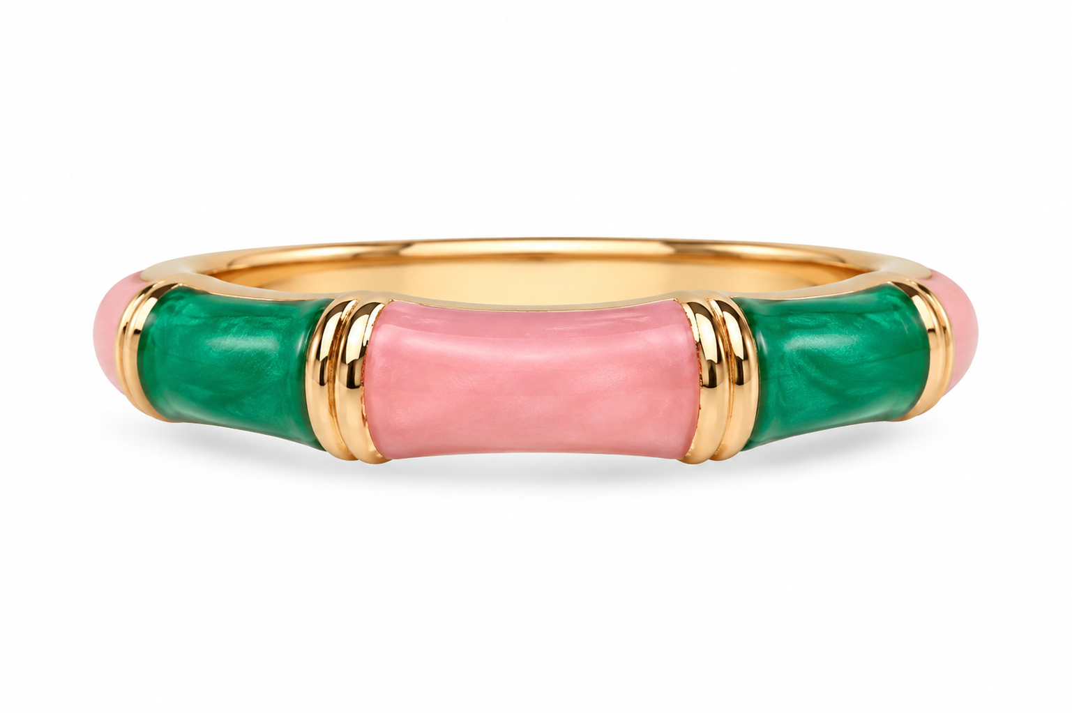 Enamel Ring for Women | Multicolor Green Pink Gold Tone Designer Ring | Stylish Fashion Finger Ring for Women & Girls | Elegant Party Wear Jewellery