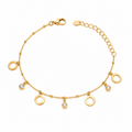 FASSSIONS Gold Plated Charm Anklet for Women | Adjustable Crystal & Open Circle Charm Ankle Bracelet | Korean Style Fashion Anklet