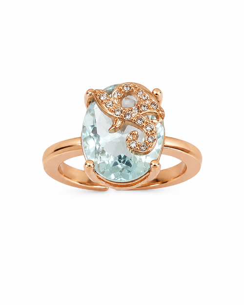 BLUE Crystal Adjustable Ring for Women