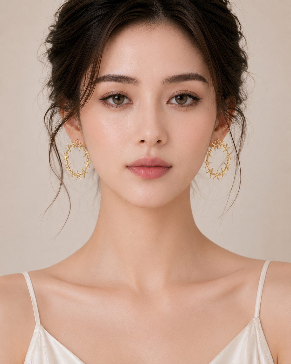 Korean Starfish Hoop Earrings for Women | Gold-Plated Ocean-Inspired Statement Hoop Earrings | Beach Style Fashion Jewelry | Trendy Korean Earrings