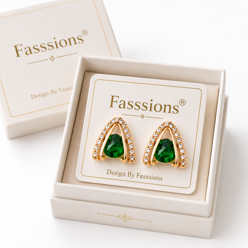 Golden Emerald Charm Earrings