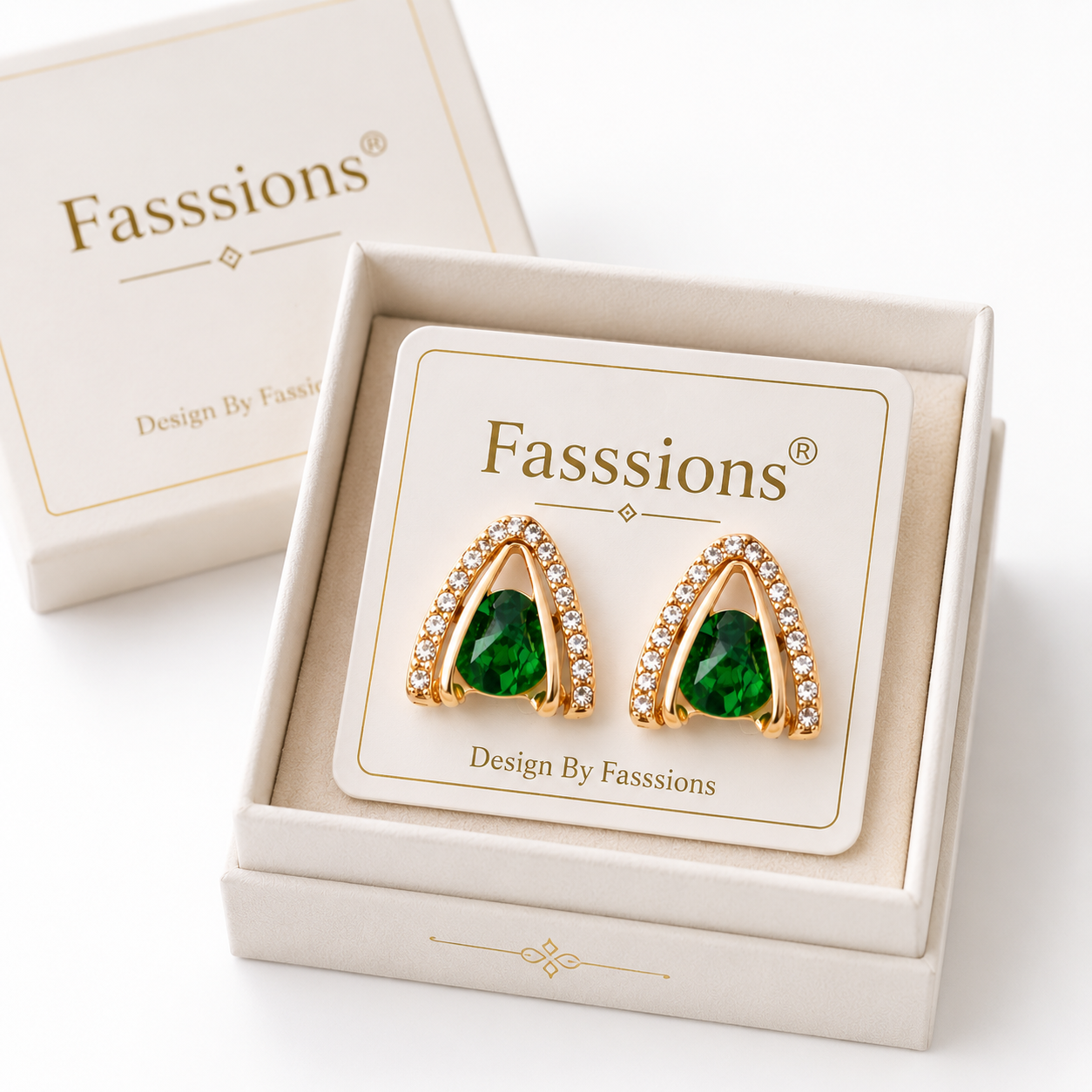 Golden Emerald Charm Earrings